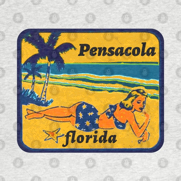 Pensacola Florida Vintage Beach Ocean Vacation Travel Luggage by TravelTime